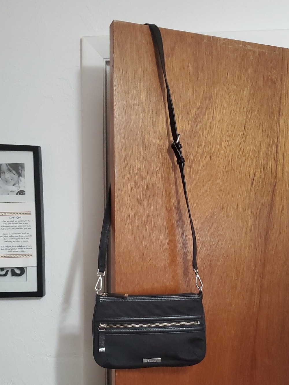Cakvin Klein Black Nylon Crossbody with Silver Hardware